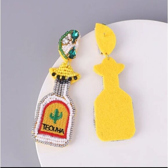 #ck2 TEQULIA SUNRISE RICEBEAD RHINESTONE CINCO DE MAYO EARRINGS - Picture 4 of 7